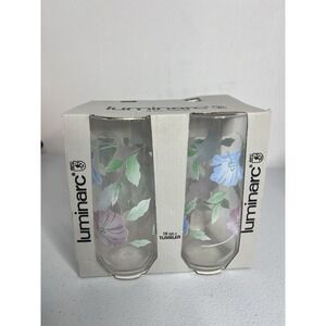 luminarc 16 oz glasses Set Of 4 Pastel Floral Chloe Cooler